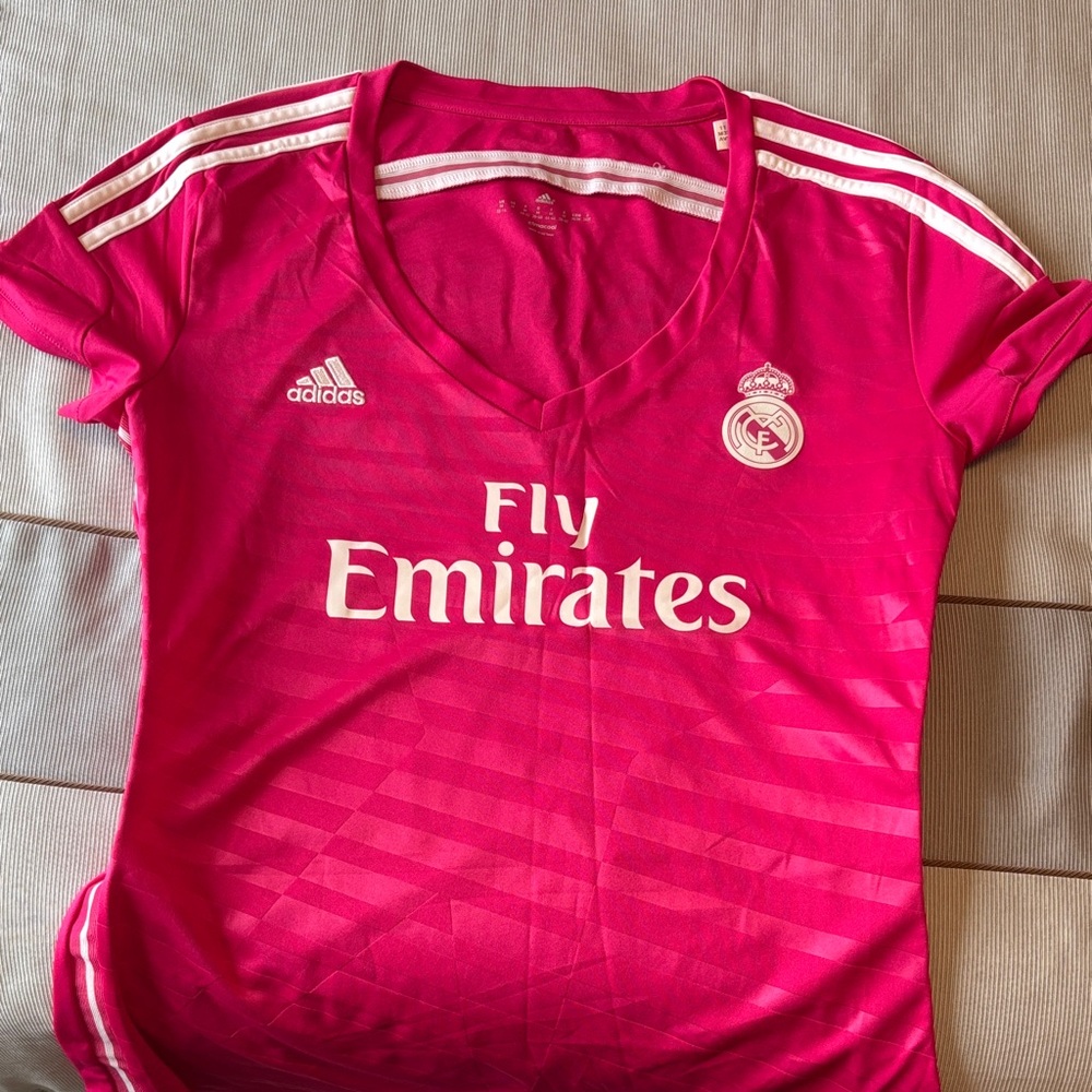 adidas Real Madrid Women's Soccer Jersey - Hot Pink with White Logos